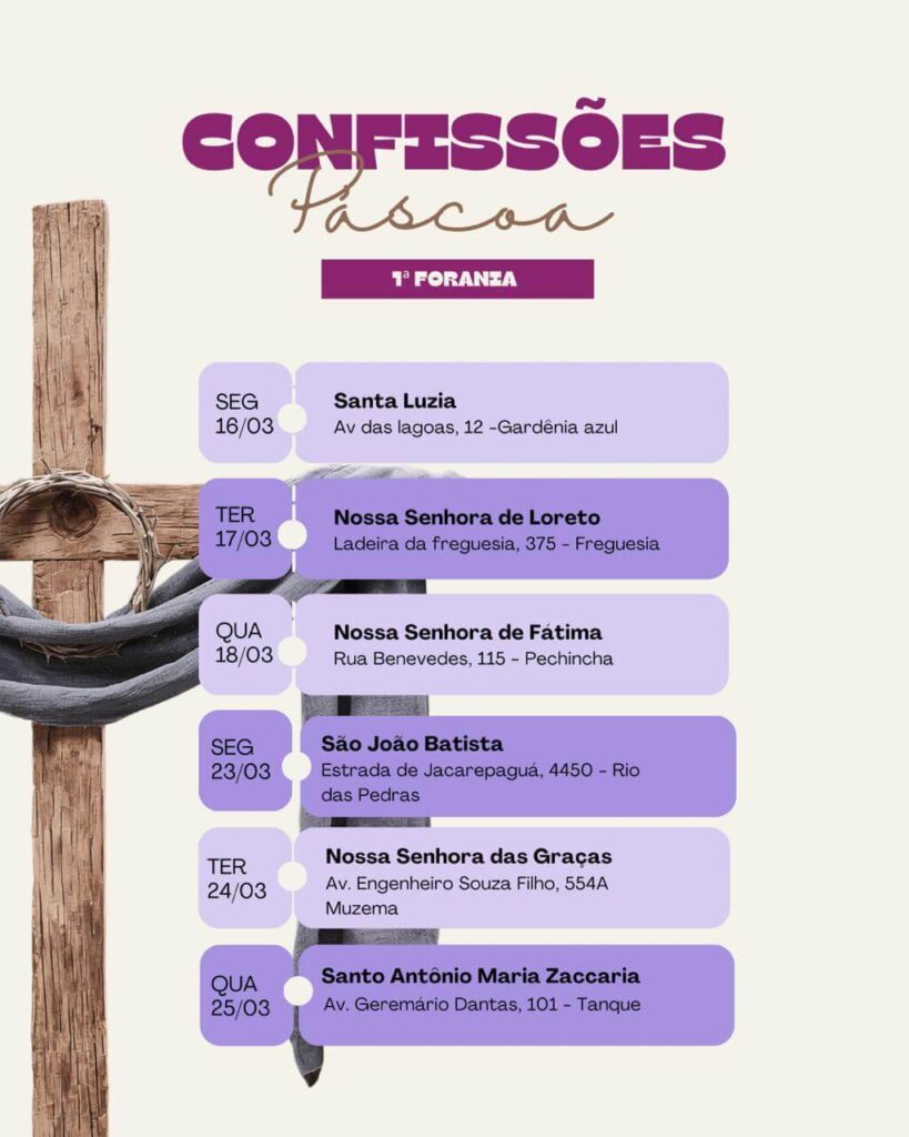Confissões de Páscoa – 1ª Forania