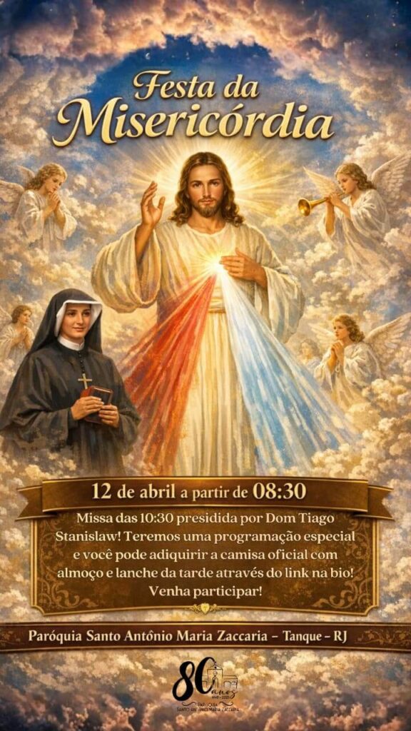 Festa da Misericórdia na PSAMZ – 12 de abril, das 8h30 às 15h30