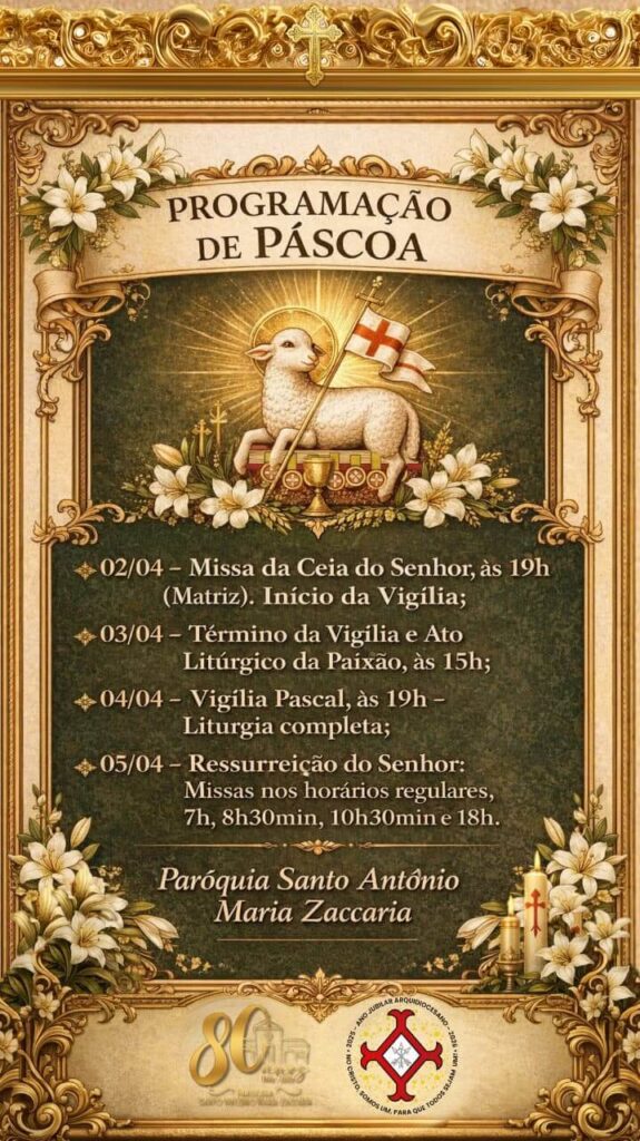 Programação da Semana Santa e Páscoa 2026