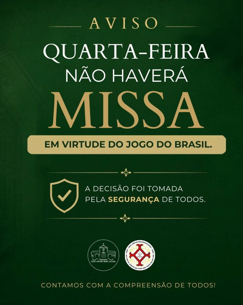 Aviso Importante: Não Haverá Missa Nesta Quarta-feira