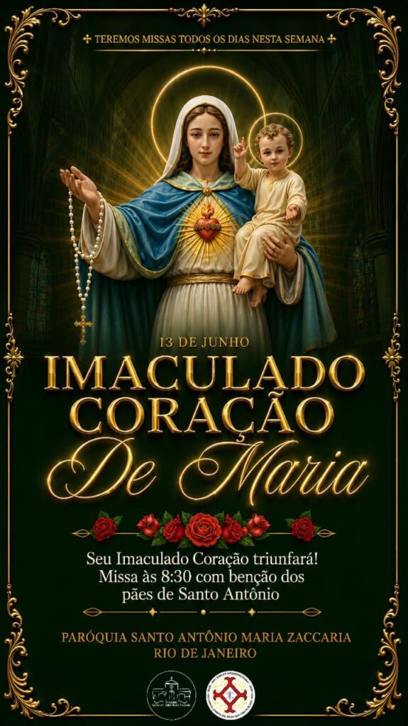 13 de Junho: Missa do Imaculado Coração de Maria e Bênção dos Pães