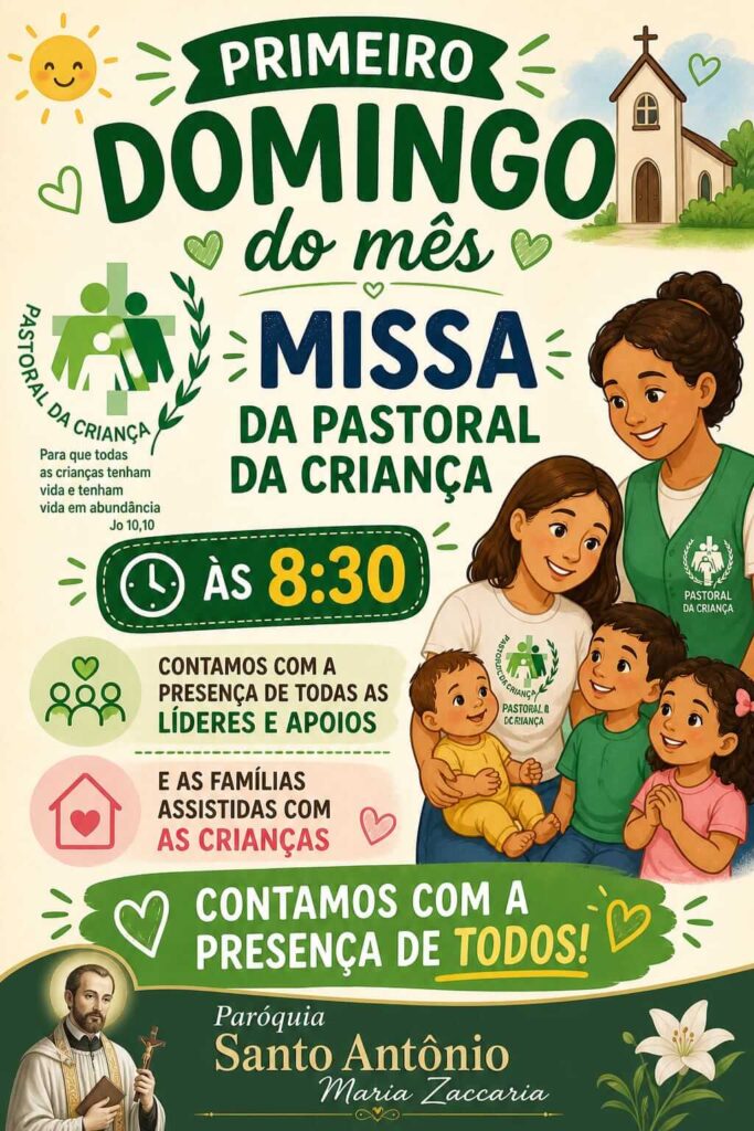 Missa da Pastoral da Criança reúne famílias e comunidade em momento de fé e acolhimento